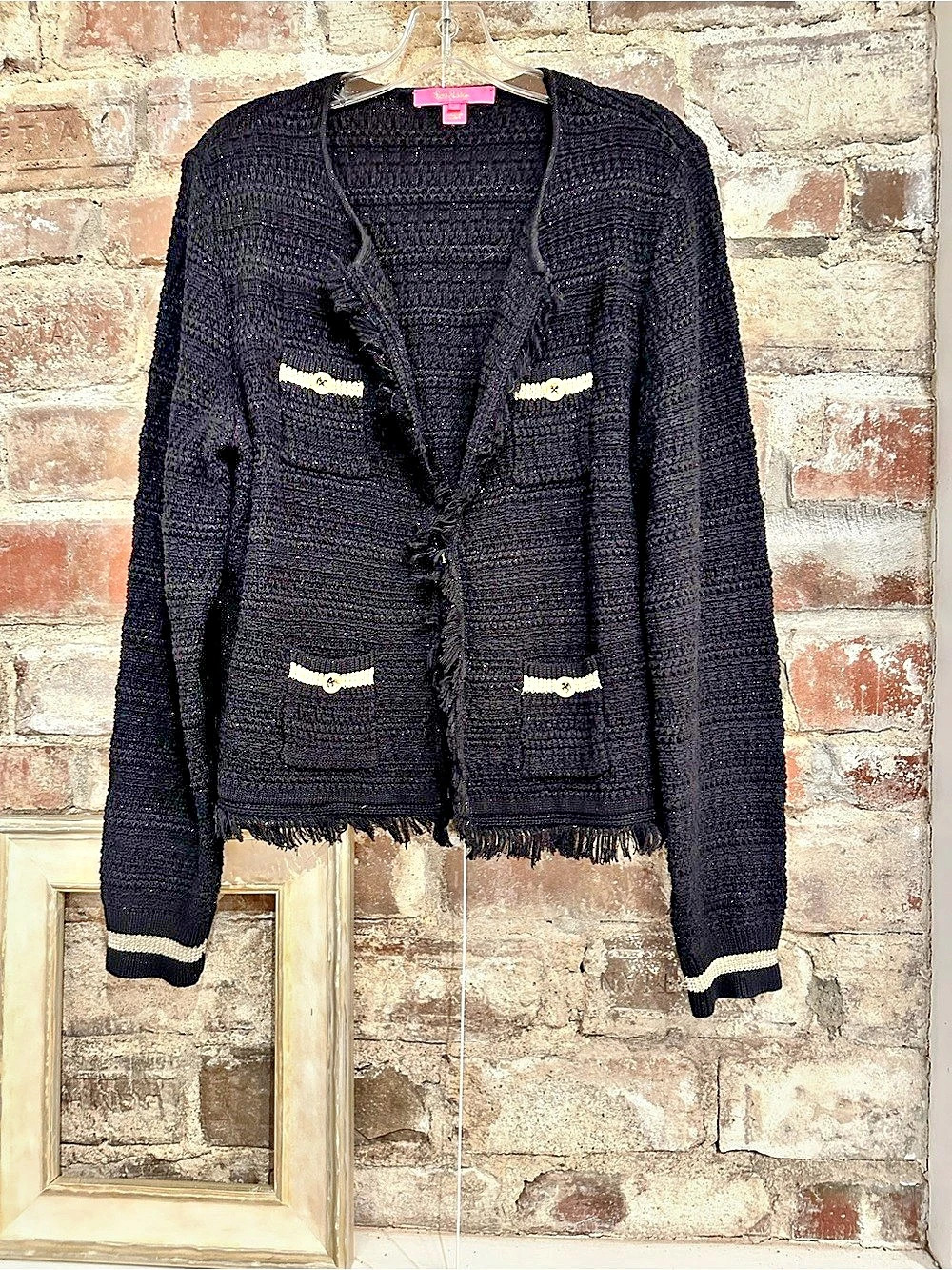 Lilly Pulitzer Black Fringe Cardigan Jacket